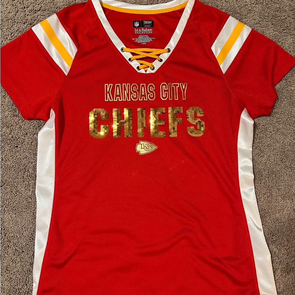 NFL Chiefs women’s jersey, size M, Sequin letters, smoke free home